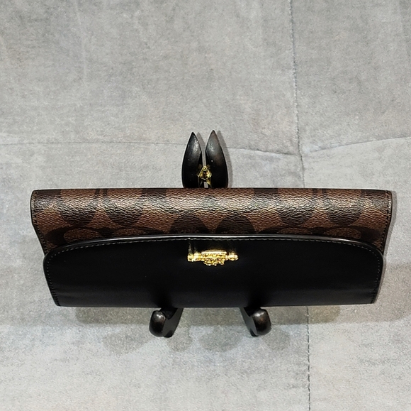 COACH SIGNATURE MONOGRAM TRI-FOLD LONG SNAP WALLET COATED CANVAS & LEATHER NWOT - Picture 10 of 15